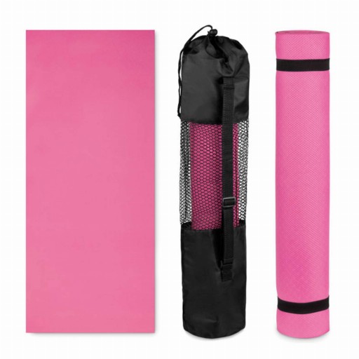 MATA DO JOGI ĆWICZEŃ FITNESS ANTYPOŚLIZGOWA RÓŻOWA 180x60cm