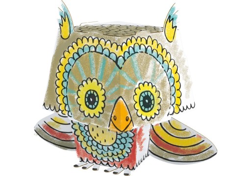 Kolorowanka składanka 3D Monumi Cube Head SOWA