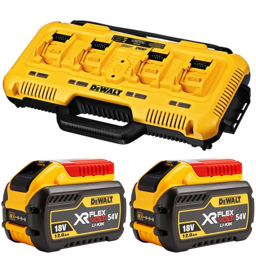 Wielonapięciowa ładowarka DeWalt DCB104 4-portowa + 2x aku DCB548 12Ah