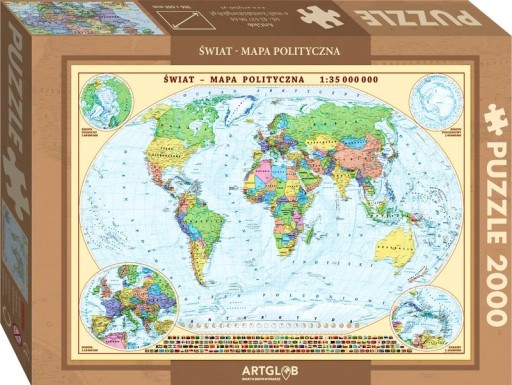Puzzle 2000 Świat Polityczny Mapa 1:35 000 000