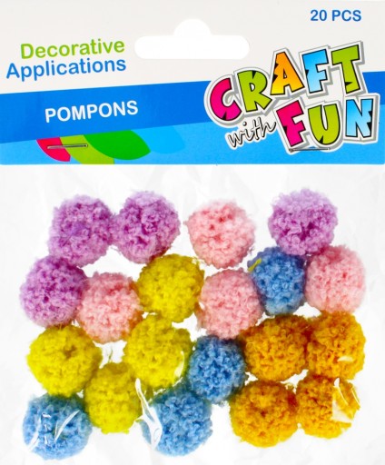 Pompony dekoracyjne kaszmirowe mix 20 mm 20 sztuk