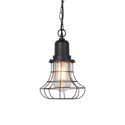Wiejska lampa wisząca zewnętrzna czarna - Moren