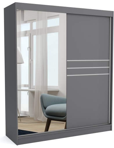Szafa 160 cm antracyt lustro listwy przesuwna ML
