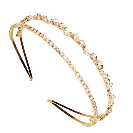 OPASKA NA GŁOWĘ DIAMENTOWA TIARA GUMKI DO WŁOSÓW ZŁOTA OZDOBA NA GŁOWĘ