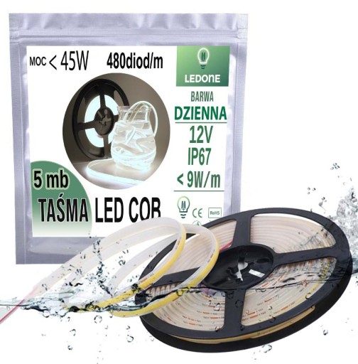 PRO LED COB STRIP 12V ВОДОНЕПРОНИЦАЕМЫЙ IP67 НЕЙТРАЛЬНЫЙ НЕОНОВЫЙ СВЕТ LINE DW 5M