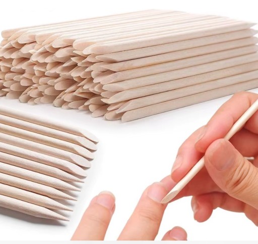 DWUSTRONNE PATYCZKI DREWNIANE DO SKÓREK MANICURE PAZNOKCI 100 szt.
