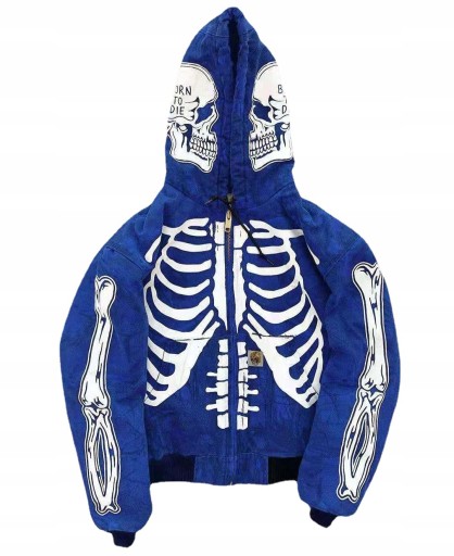Bluza z kapturem z cienką czaszką kardigan
