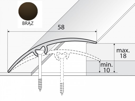LISTWA progowa A75 58mm Brąz 180cm effector
