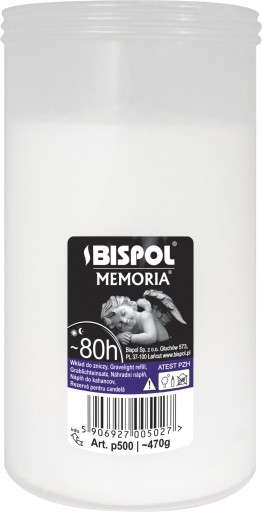 Wkład do zniczy parafinowy BISPOL P500 80h 1szt