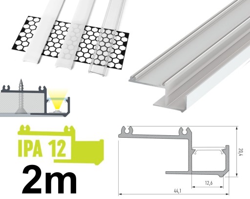 PROFIL LED DO PŁYT GK SUFITOWY 2M IPA12 BIAŁY