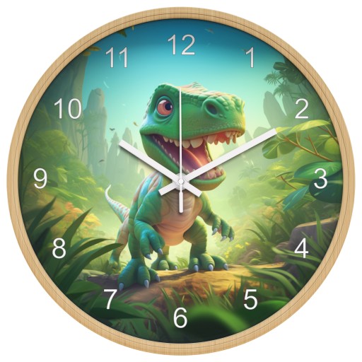 Nietykający cichy zegar ścienny dinozaur 25 cm