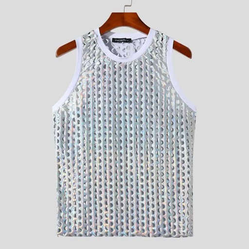 2023 Men Tank Tops Sparkling O-neck Sleeveless Str