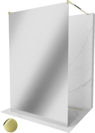 MEXEN KIOTO ŚCIANKA PRYSZNICOWA WOLNOSTOJĄCA ZŁOTA 110 x 200 CM szkło 8 mm