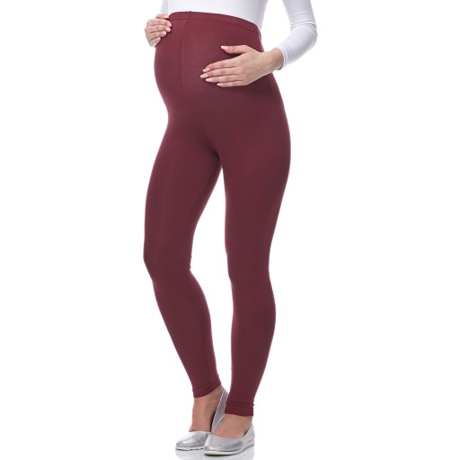 Legginsy ciążowe długie getry damskie wiskoza BE-02 Bordowy XXL