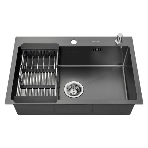 68x45CM Zlewozmywak Kuchenny INOX z SYFON i DOZOWNIK i KOSZYK Teleskopowa