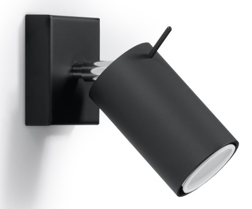 LAMPA ŚCIENNA KINKIET RING 1 CZARNY KLASYCZNY RUCHOMY PRZEGUB SOLLUX