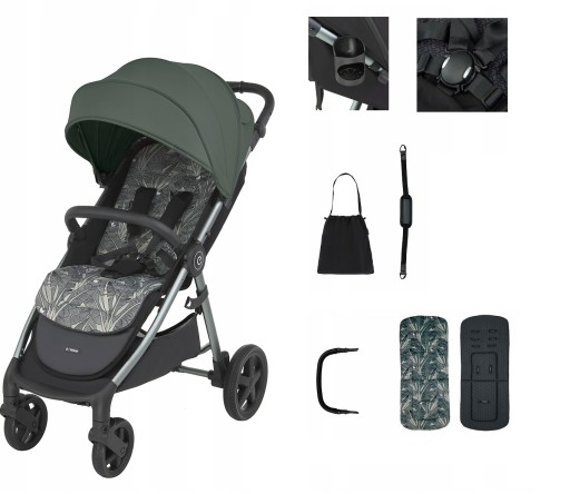 ESPIRO WAVE WÓZEK SPACEROWY 304 GREEN DAY KUBEK TORBA STROLLER PASEK