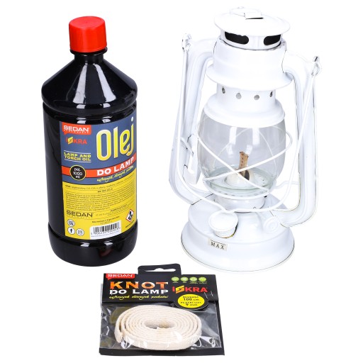 LAMPA NAFTOWA OLEJOWA 24CM, OLEJ 1L, KNOT 1M
