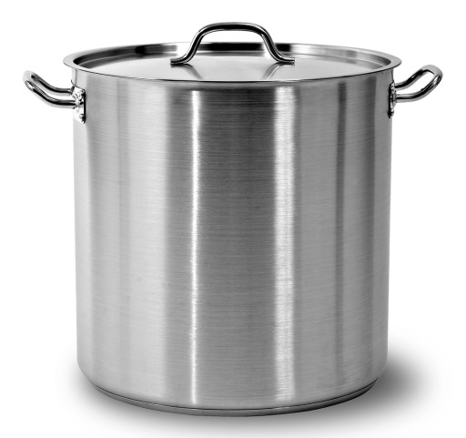 DUŻY GARNEK STAL NIERDZEWNA INOX + POKRYWA 15-17L