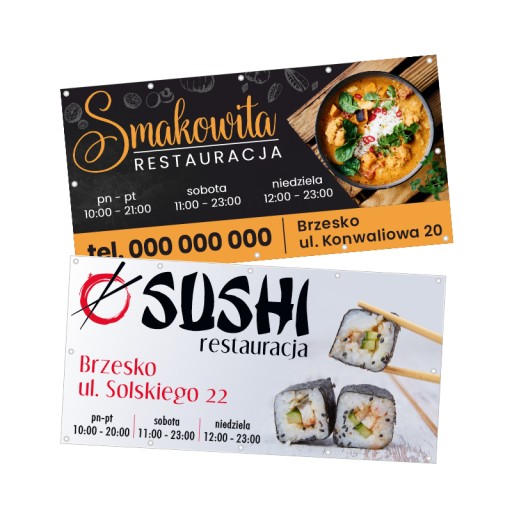 BANER RESTAURACJA BAR SUSHI WZORY 2x1m