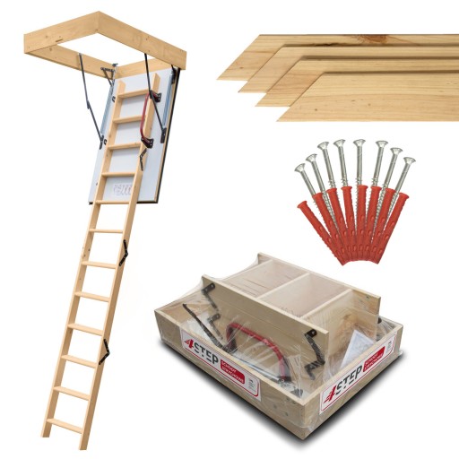 PASYWNE Schody EXTRA 0,86 W/m2K 46mm 100x80 + wkręty + listwy ZESTAW