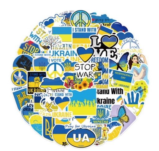 UKRAINA MIX NAKLEJKI WODOODPORNE VLEPY 50szt