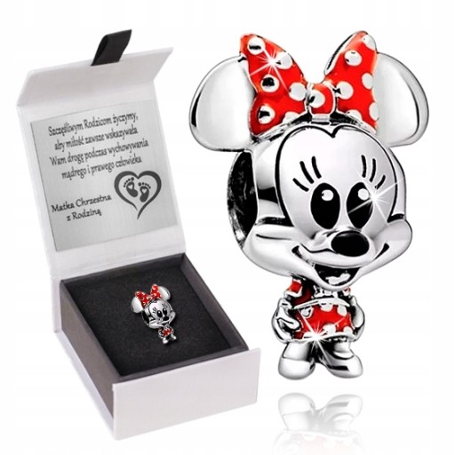 CHARMS MYSZKA MINNIE ZAWIESZKA SREBRO 925 GRAWER