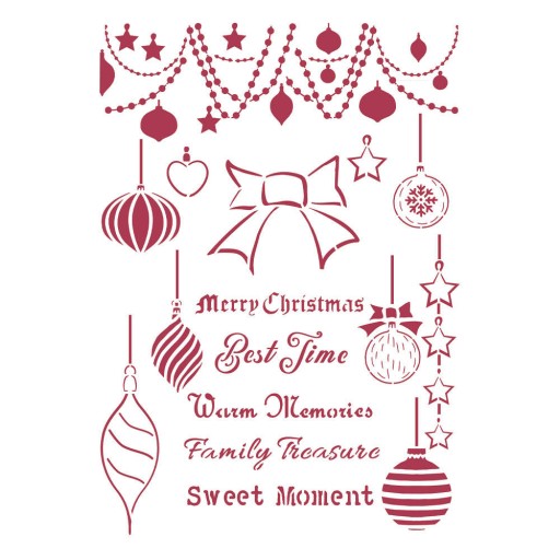 SZABLON MASKA A4 Christmas Patchwork bombki