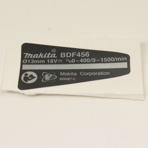 Tabliczka znamionowa Wkrętarka MAKITA BDF456