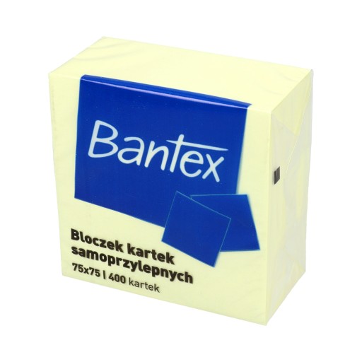 Karteczki samoprzylepne 75x75/400 żółte Bantex