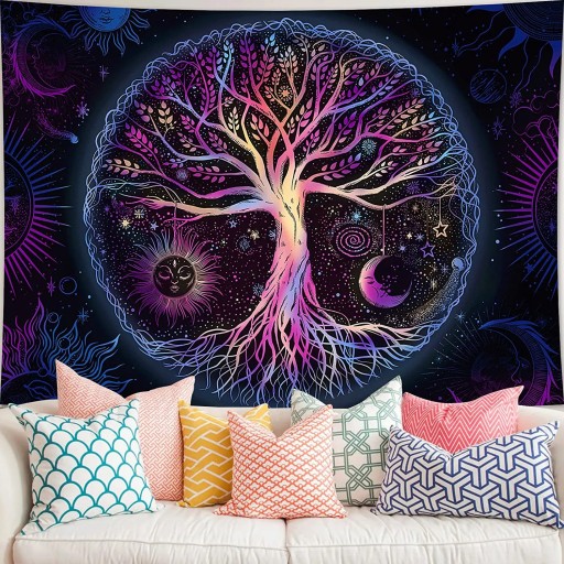 Fine Tapestry Gobelin drzewo życia Trippy Mandala