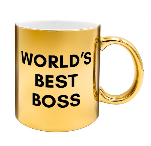 ZŁOTY KUBEK WORLDS BEST BOSS DO BIURA THE OFFICE DLA SZAFA SZEFOWEJ +GRATIS