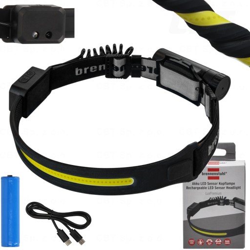 LATARKA CZOŁOWA ELASTYCZNA 500 LM CZUJNIK SENSOR AKUMULATOR LI-ION USB C