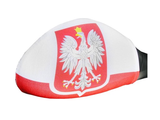 Flagi Polski z godłem na lusterko 2szt Polska