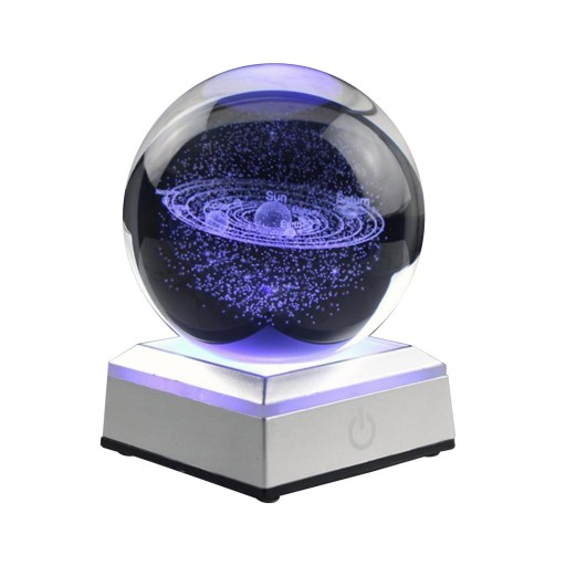 8cm Laser Engraved Solar System Crystal Ball with