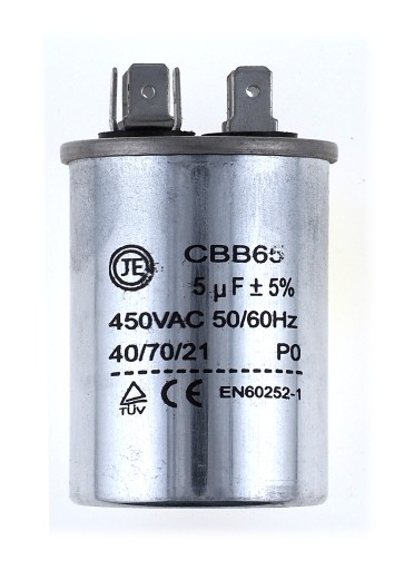 kondensator silnikowy CBB65 5µF 450V z metalową obudową Ø40mm