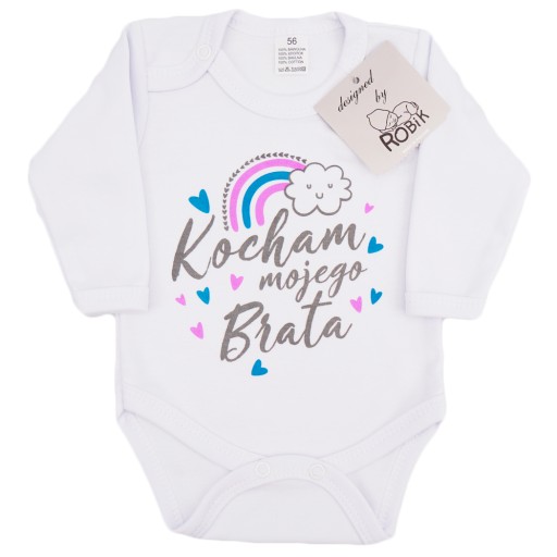 BODY r.80 białe wzór 706 KOCHAM MOJEGO BRATA