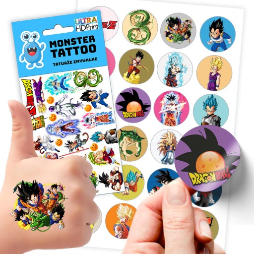 ZESTAW NAKLEJKI + TATUAŻE DLA DZIECI DZIECIĘCE DRAGON BALL JAKOŚĆ