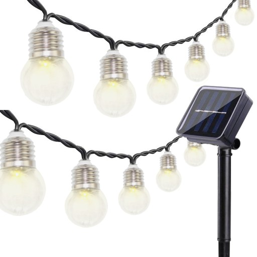 GIRLANDA LAMPKI OGRODOWE SOLARNE LED-ŻARÓWKI 10szt