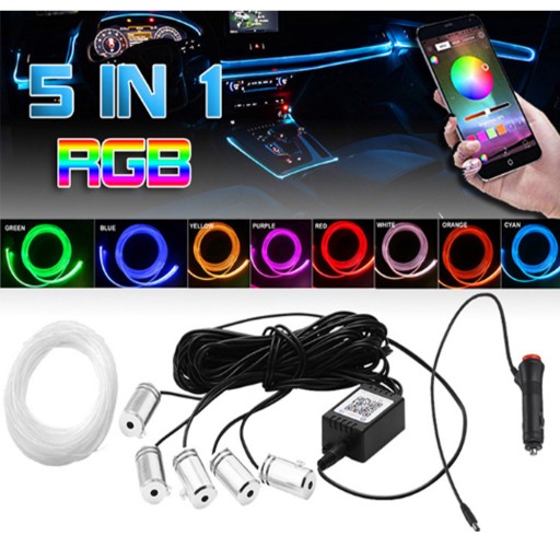 6M WIRE LED RGB AMBIENT ŚWIATŁOWÓD LAMPA ZAROWKA z Pilot app