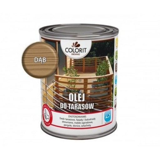 Colorit Olej Do Drewna Tarasów 0,75L DĄB 750ml mebli ogrodowych desek