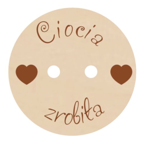 Guzik zawieszka 50szt naszywka CIOCIA ZROBIŁA 3cm