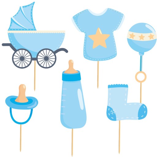Dekoracja Toppery Pikery na Tort Muffiny BABY SHOWER Chłopiec Party 6szt.