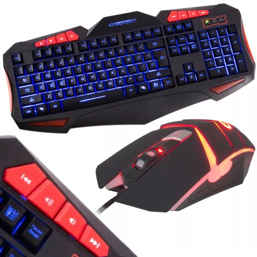 ZESTAW GAMINGOWY KLAWIATURA MYSZ PODŚWIETLANA MYSZKA USB GAMINGOWA LED PC