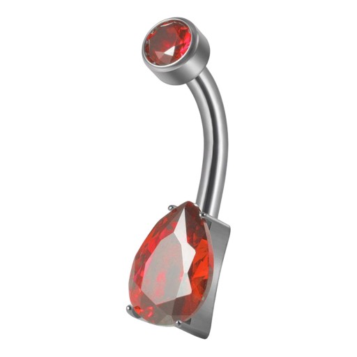 Belly Button Rings, Body Piercing Jewelry, 10mm 1.6mm, Rhinestones, Red