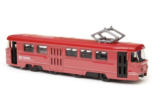 TRAMWAJ NAPĘD OTWIERANE DRZWI ŚWIATŁO DŹWIĘK METAL RETRO POCIĄG