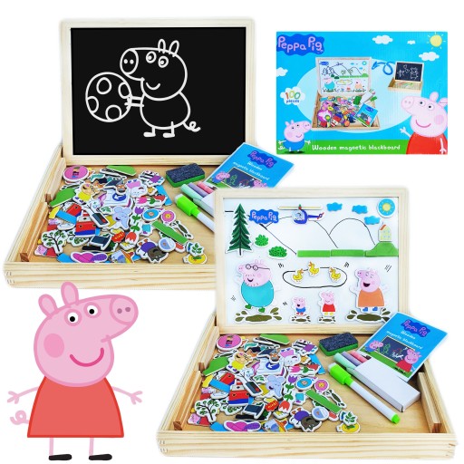 TABLICA DREWNIANA ŚWINKA PEPPA KREDOWA MAGNETYCZNA