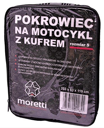 POKROWIEC MOTOCYKLOWY MORETTI Z KUFREM ROZMIAR-S