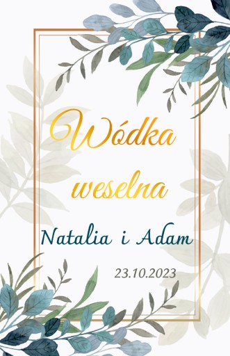 Naklejki na alkohol butelki Wódka Weselna 12 szt 8x5 cm personalizowane N01