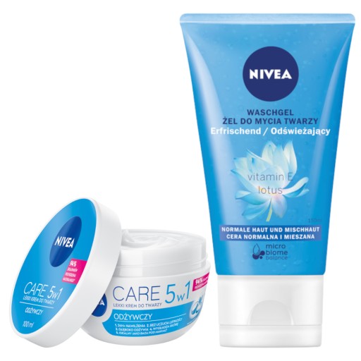 NIVEA Zestaw odżywczy krem lekki + żel do mycia twarzy